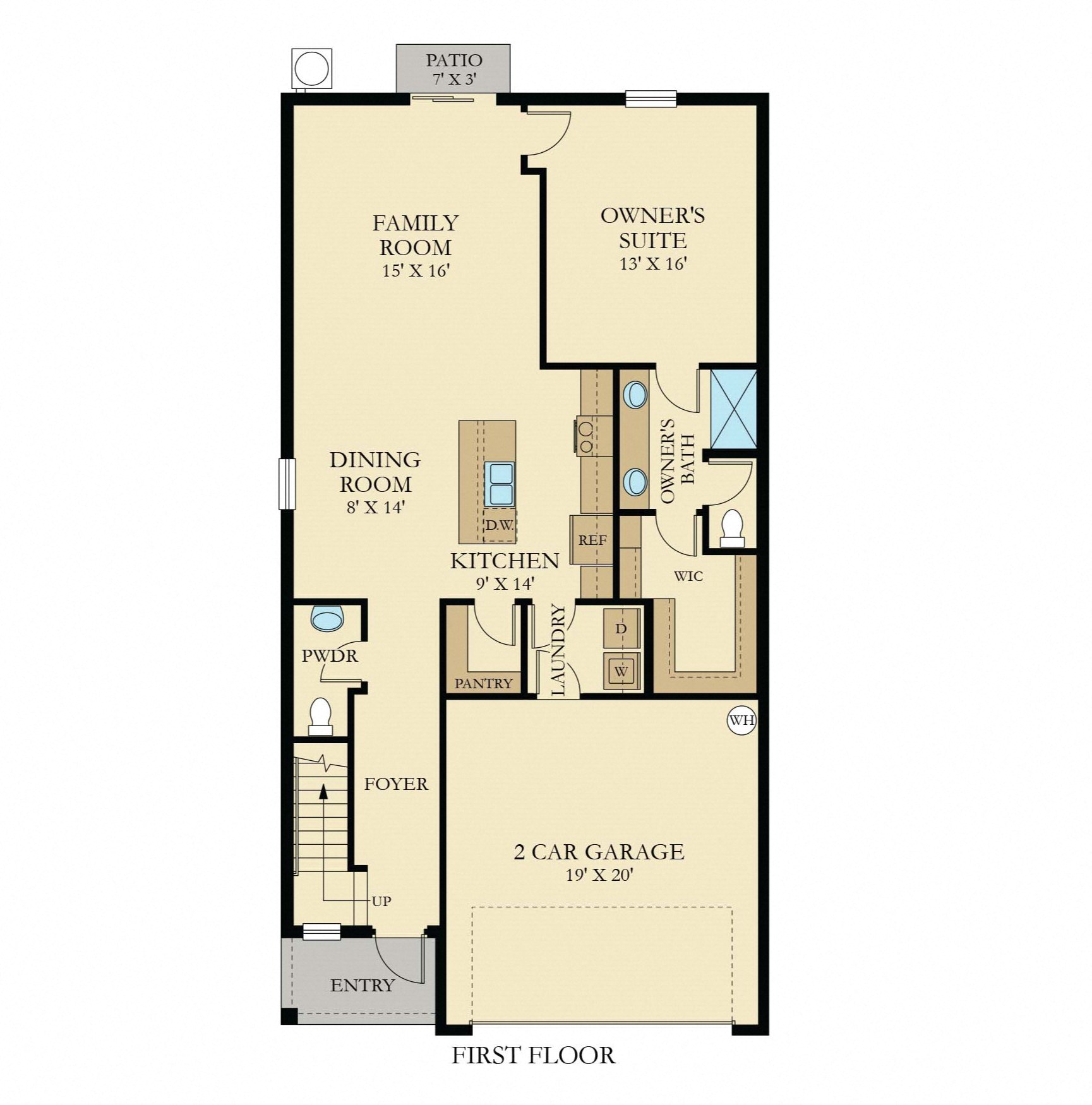 Floor plan for 5 beds, 2.5 baths, 2389 sqft